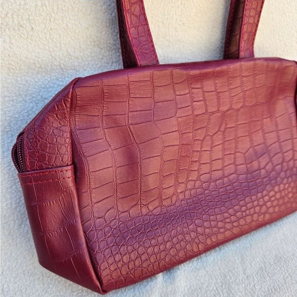 NWOT Red Faux Leather Cosmetic Bag - Picture 11 of 13